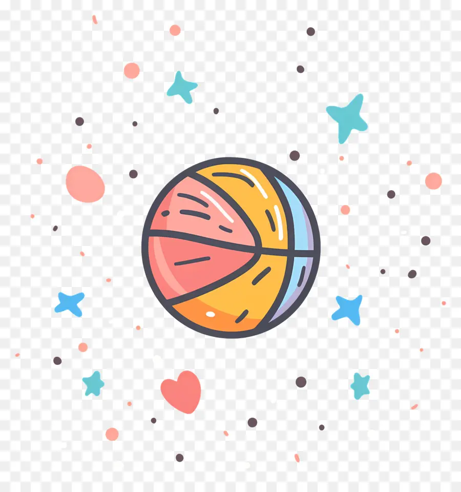 Basketball Sports Stars Shooting Stars Night Sky - Palla da basket in cielo stellato con stelle cadenti