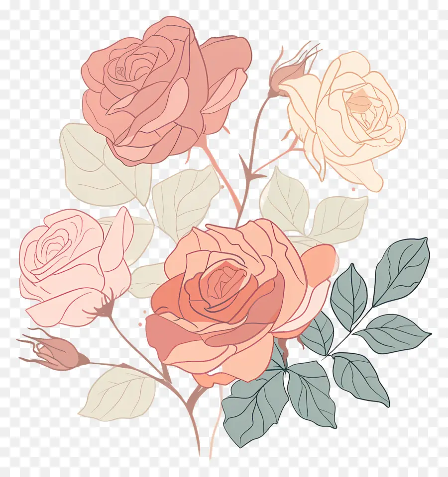 rosa Rosen - Bunte Rosen in Vase mit fallenden Blättern