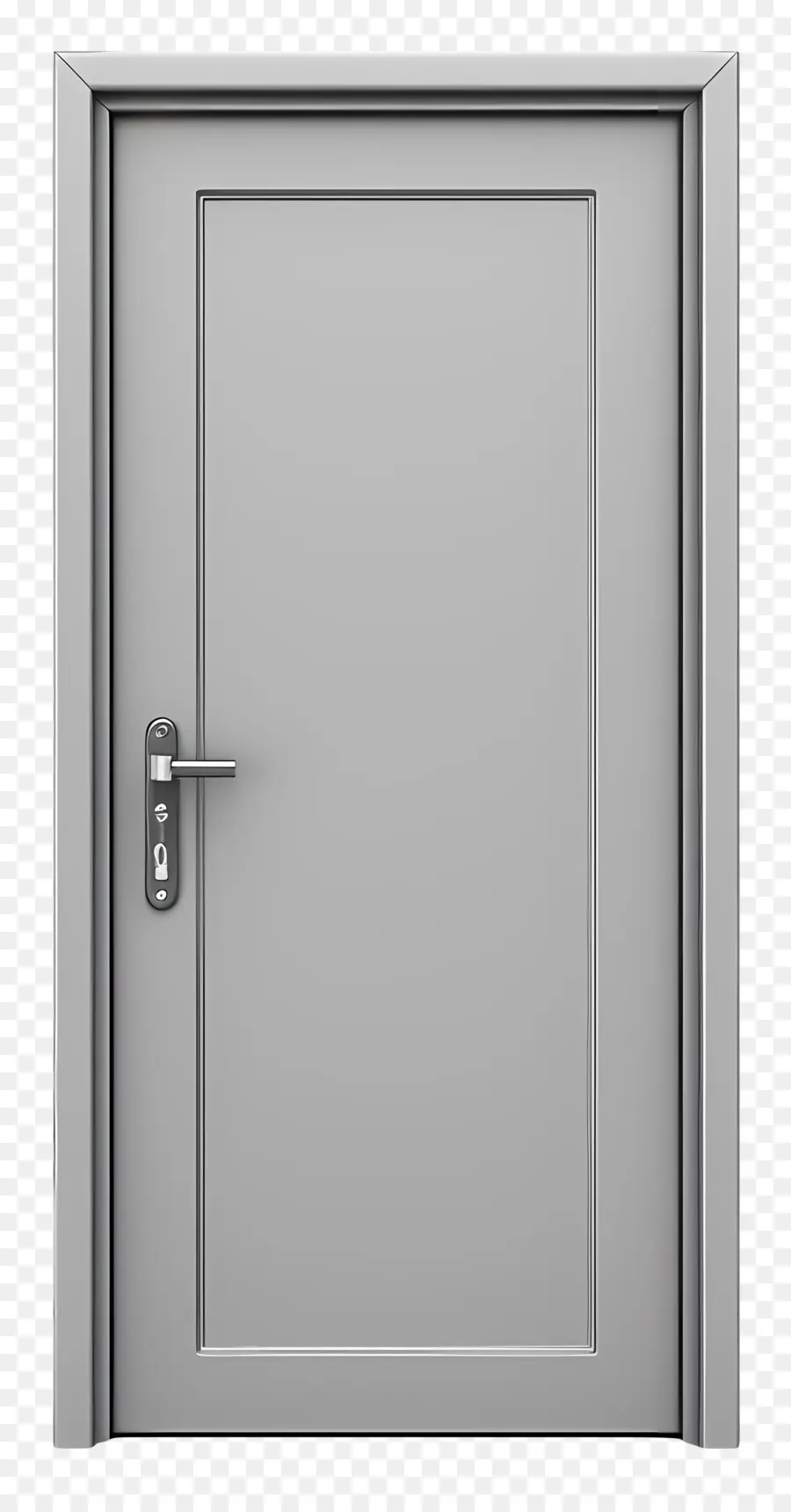 Khung cửa kim loại mở nền màu xám nền đóng cửa thiết kế tối giản - Nền màu xám, cửa đóng không có khung
