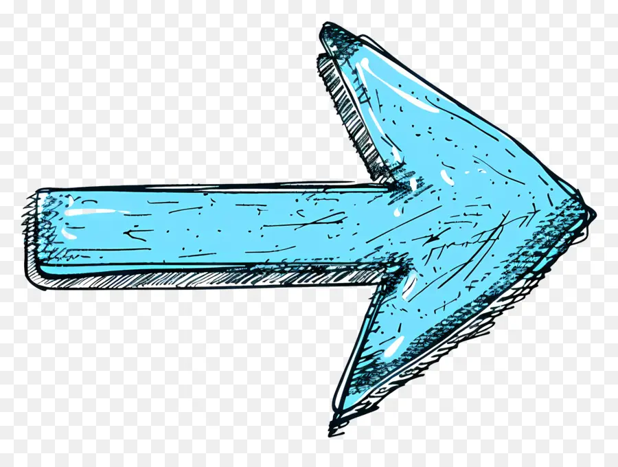 freccia destra - Freccia blu disegnata a mano rivolta verso l'alto
