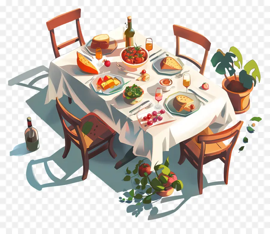 Esstisch formelles Esszimmer ausgefallene Tisch -Umgebung Gein Restaurant Restaurant - Eleganter Esstisch mit Essen und Wein