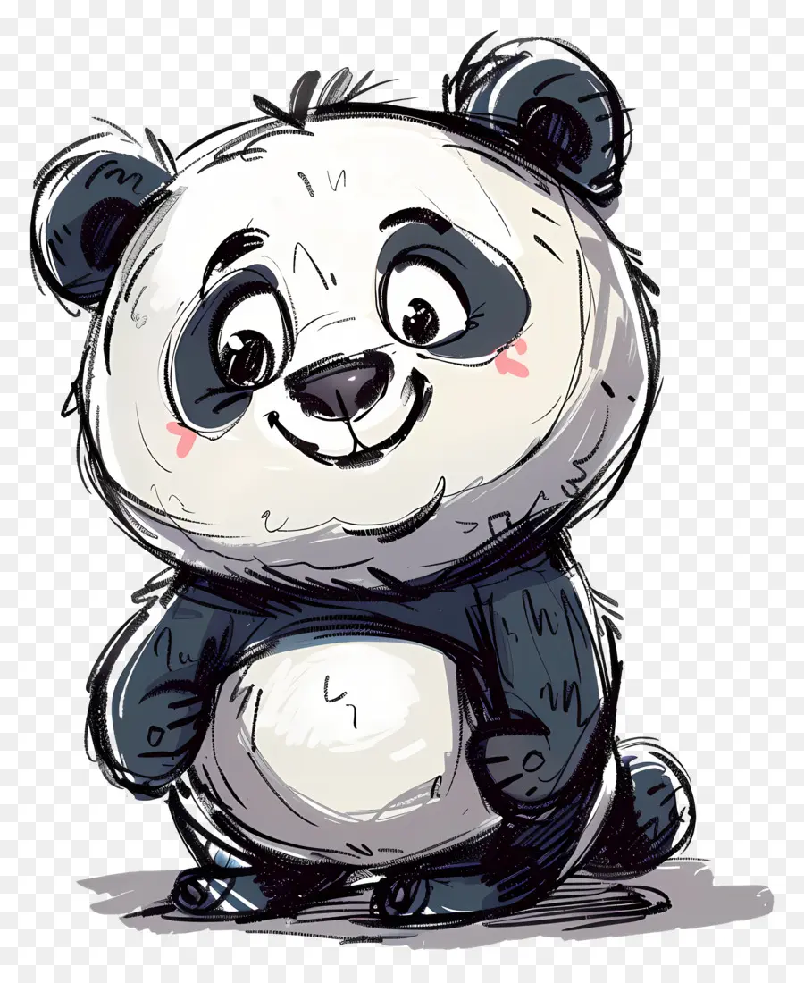 panda - Happy Cartoon Panda Bear con papillon rosso