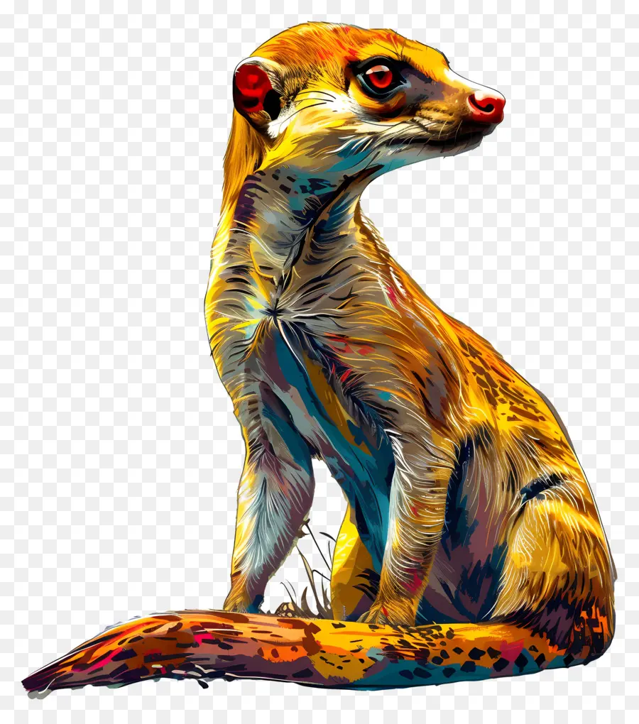 mongoose meerkat wildlife tierporträt energetisch - Energetischer Meerkat -Porträt in leuchtenden Farben