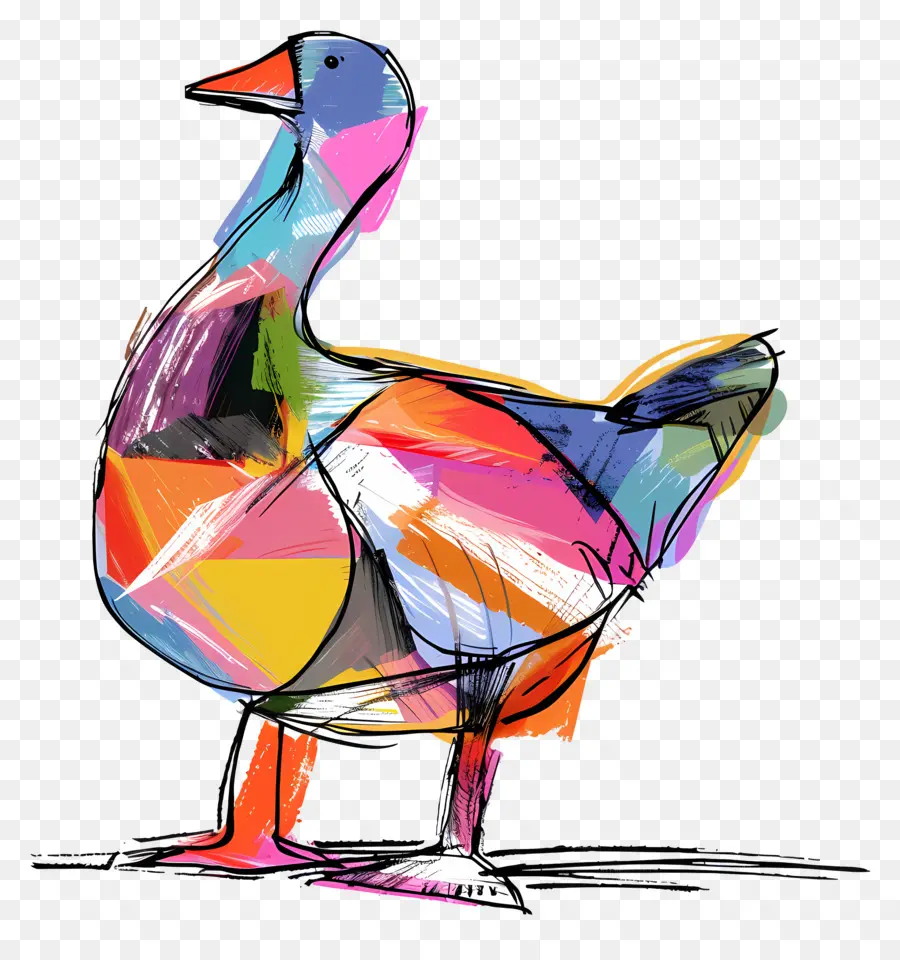 geometrische Formen - Bunte geometrische Ente mit verbreiteten Flügeln