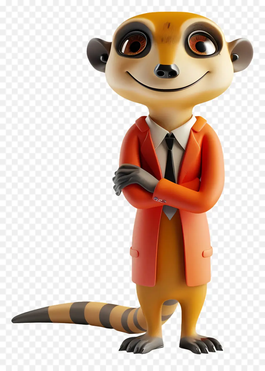 niedlichen cartoon - Lemur mit Cartoon-Ringschwanz im Orangenanzug