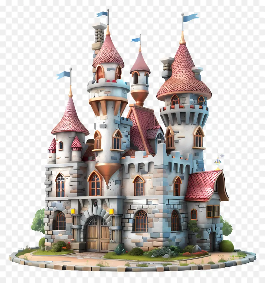 Castle House Castle 3D Model Towers Turrets - Mô hình 3D của Lâu đài với Tháp cao