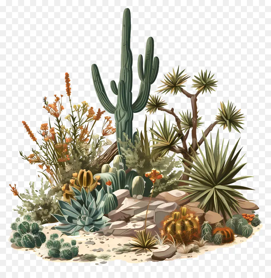 Wüstenvegetation Kakti Sukkulente Pflanzen Landschaftswüste - Wüstenlandschaft mit Kakteen und Sukkulenten