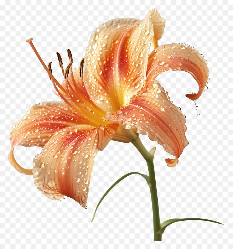 cánh hoa - Hoa Lily màu cam với những giọt nước
