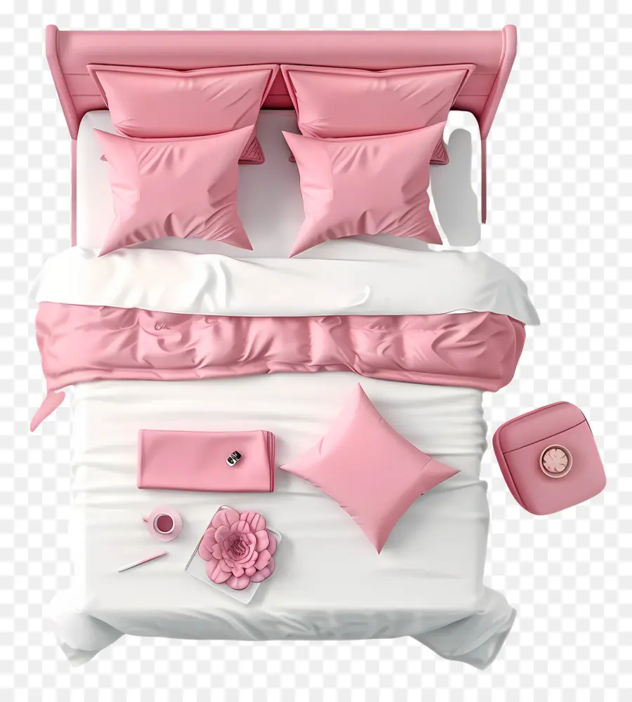 giường trên cùng xem giường màu hồng tấm trắng hoa hồng hoa màu đỏ - Giường màu hồng với hoa, trang trí trắng