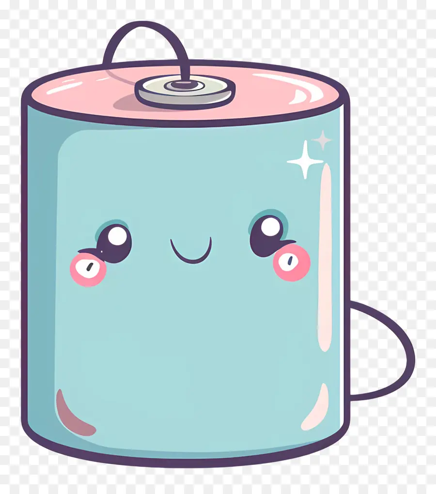 Batterie -Cartoon -Akku süßes Charakter Blau -weißes Design Verspielte Illustration - Süße Cartoon -Batterie mit Herzen für Augen