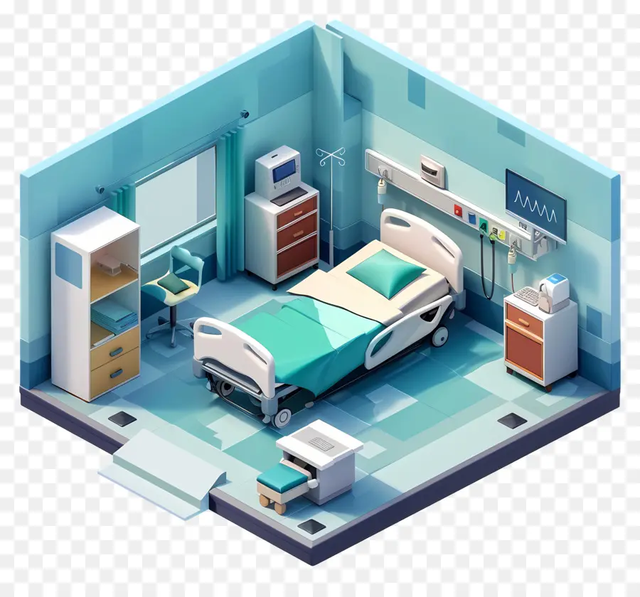 phòng bệnh viện phòng bệnh viện giường màu trắng sàn gỗ - Phòng bệnh viện với giường, ghế, bàn, cửa sổ
