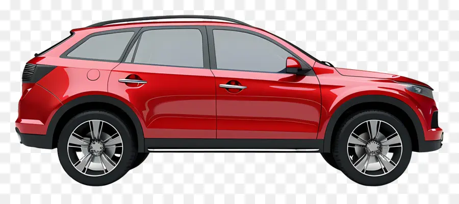 SUV -Auto -Seitenansicht Luxus SUV rotes Fahrzeug moderne Designchromakzente - Luxus rotes SUV mit modernem Design