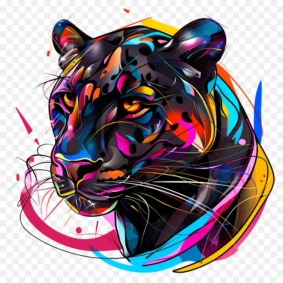 Black Panther - Bunte Farbe spitzte schwarzes Panther -Porträt