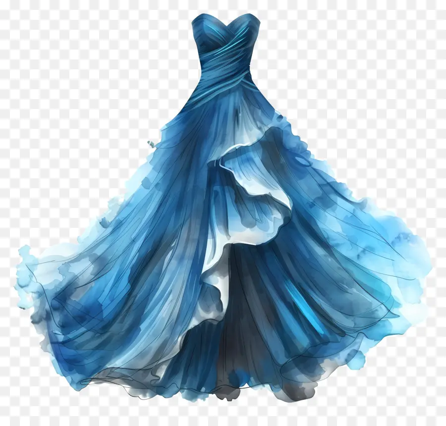Blaues Hochzeitskleid formelles Kleid blaue Kleid Spitze Details Rüschen - Blaues formales Kleid mit Spitze und Rüschen