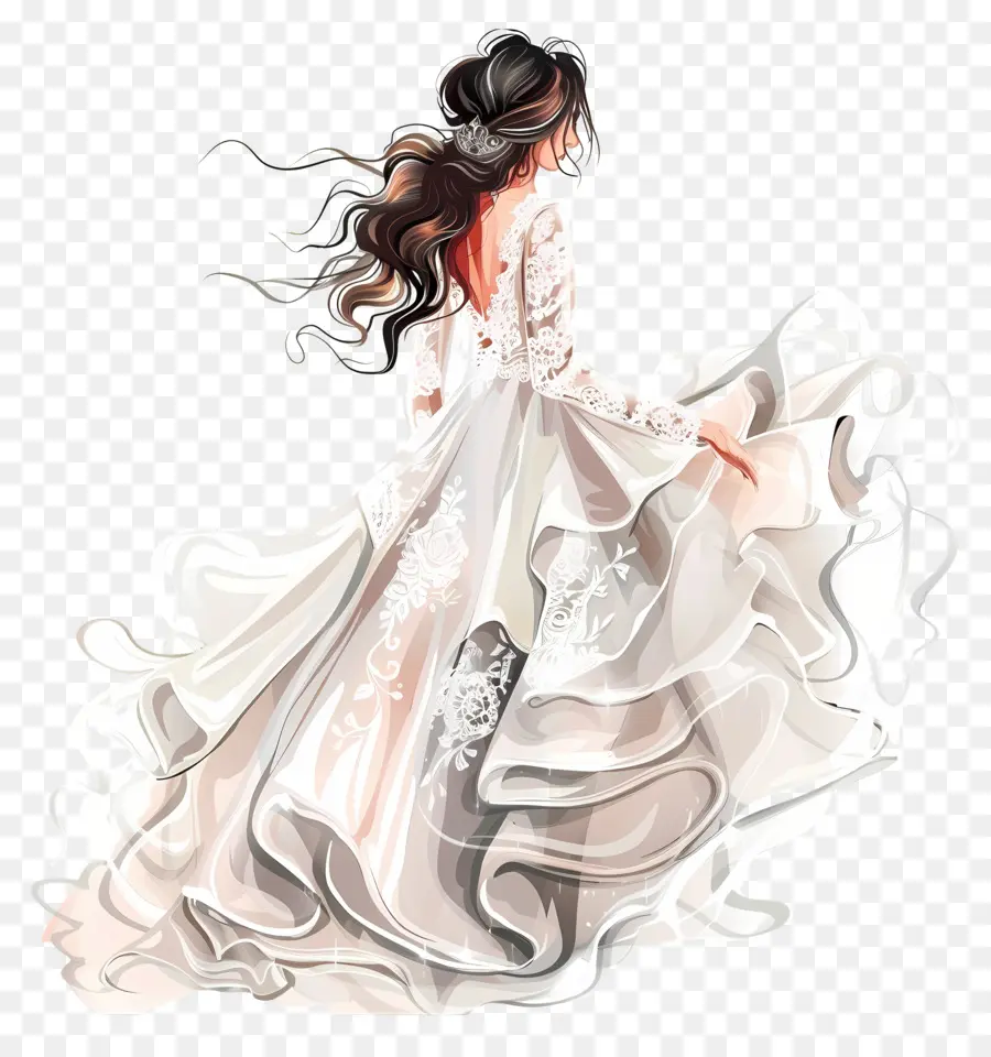 Braut Hochzeitskleid Braut Braut Hochzeitskleid Schleier Brautkleidung - Ätherische Braut im weißen Hochzeitskleid