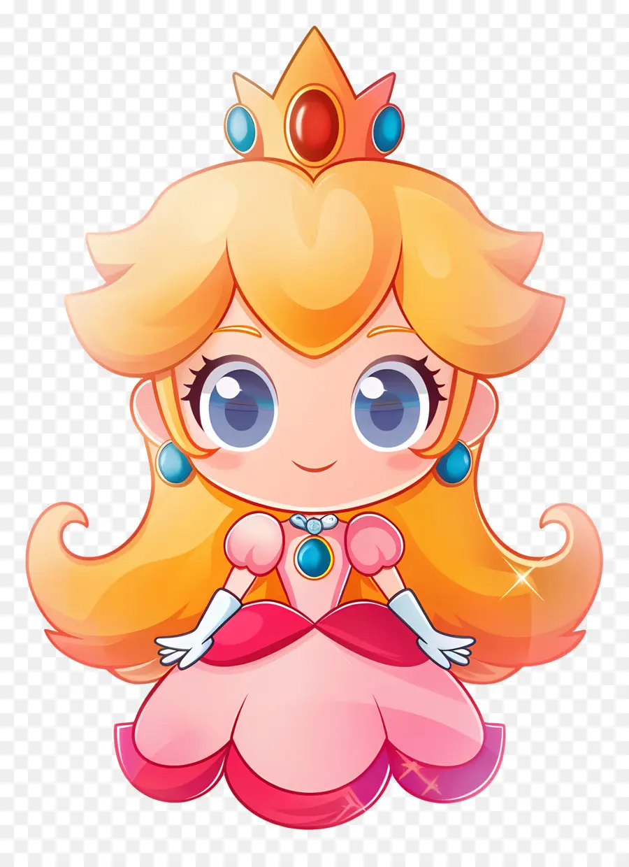 Prinzessin Peach - Cartoonprinzessin in rosa Kleidung und Tiara