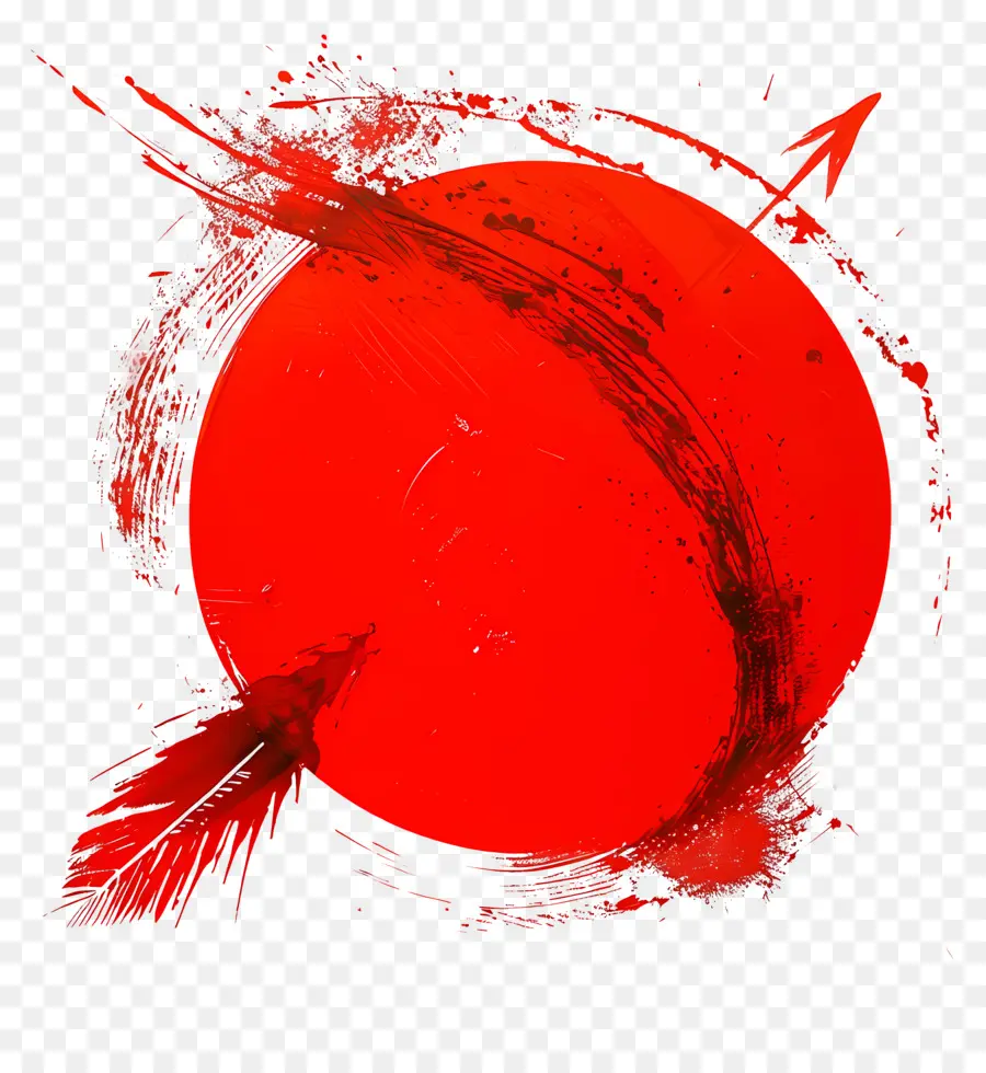 Roter Kreis mit Pfeil rote Sonnenfarbe spitzt bunte Feder High Definition - Rote Sonne, Farbe Spritzer, farbenfrohe Feder, HD