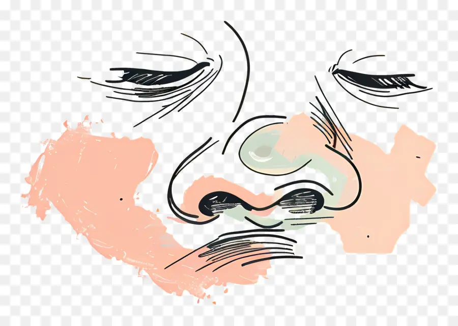 espressione facciale del naso felice emozione ridente - Disegno minimalista della persona con bocca aperta
