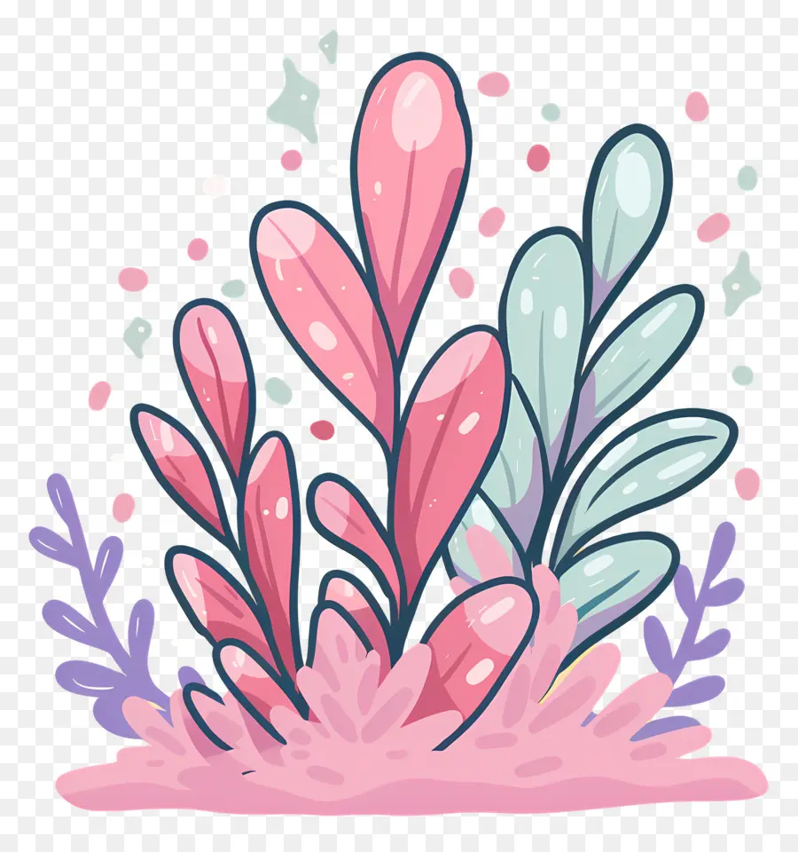 disegno floreale - Fiori rosa e blu che turbinano con le foglie