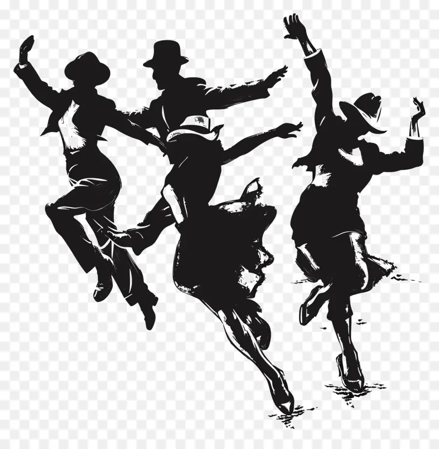 Tanztanztag Tanztänzer aufführen Künste Akrobatik - Vier Tänzer in dynamischen Posen im Monochrom