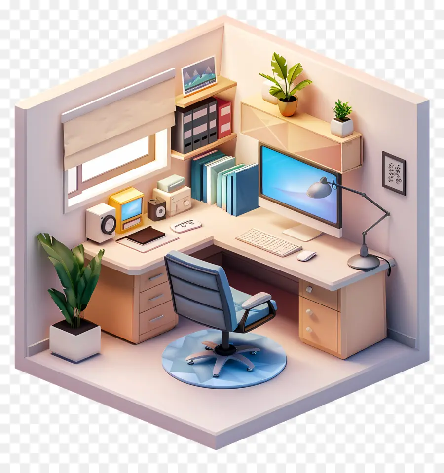 Home Office Room Home Office Setup Piante interne dell'area di lavoro minimalista - Configurazione della scrivania minimalista con illuminazione naturale