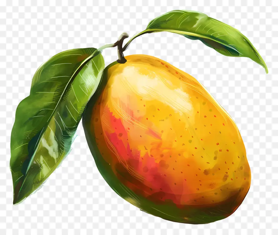 trái xoài - Mango chưa chín với lá xanh sẵn sàng để chọn