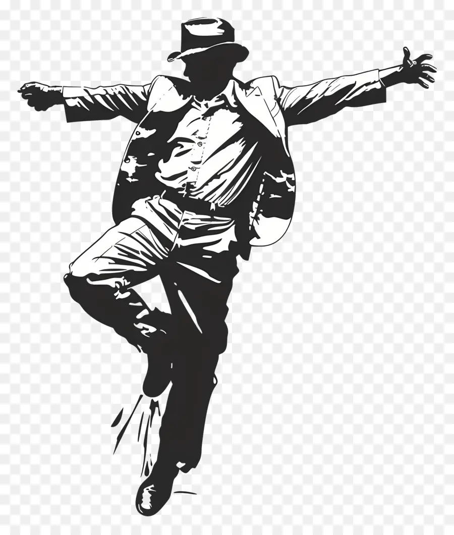 TAB DAY DAY DANCE Jumping Mann Silhouette - Mann im weißen Hemd und schwarzer Huttanz