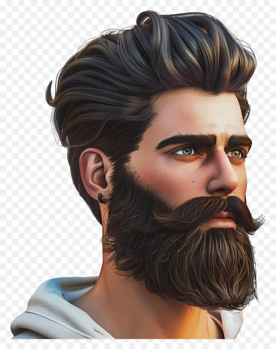 Schnurrbart - Glatze Mann mit Bart in Hoodie