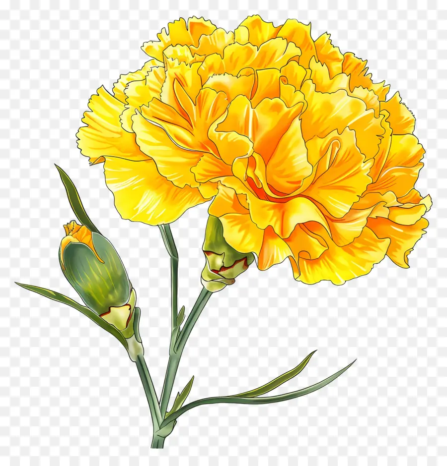 Hoa màu vàng hoa cẩm chà hoa cánh hoa màu vàng - Hoa hoa cẩm chướng màu vàng với thân và lá