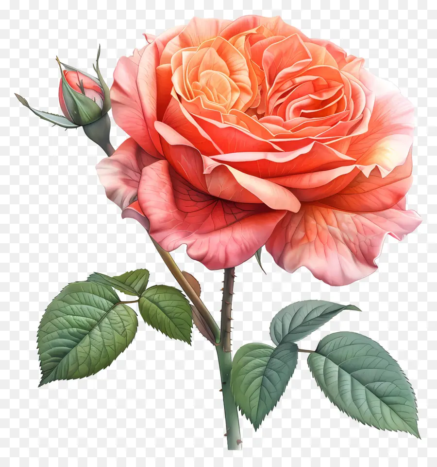 rosa - Rosa arancione brillante con foglie secche
