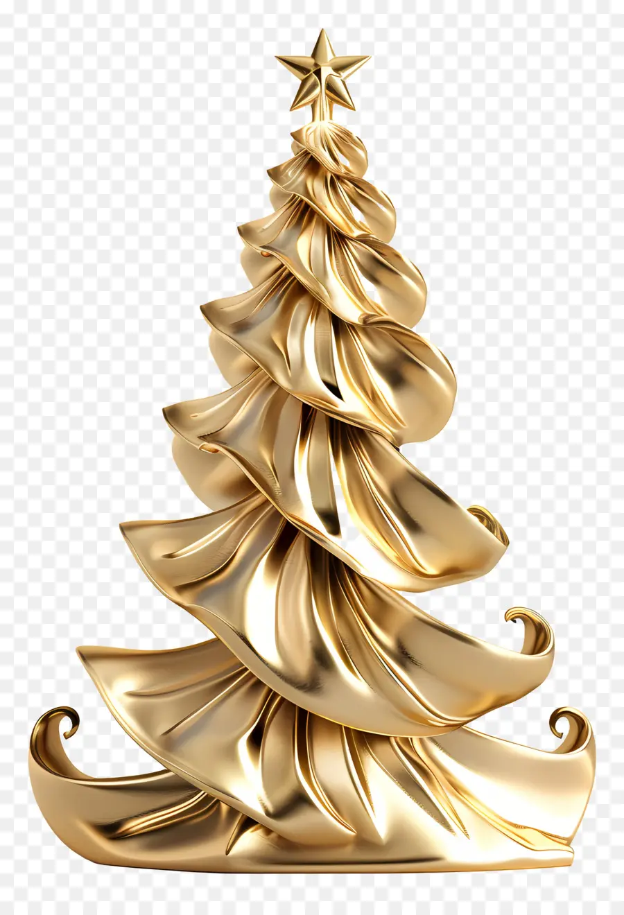 Goldener Weihnachtsbaum - Goldener festlicher Weihnachtsbaum auf schwarzem Hintergrund