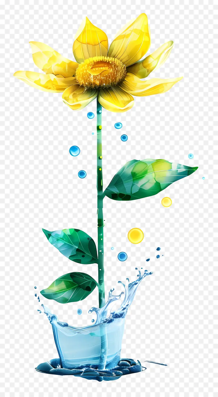 Sonnenblume - Blühte Sonnenblume in wassergefüllter Vase