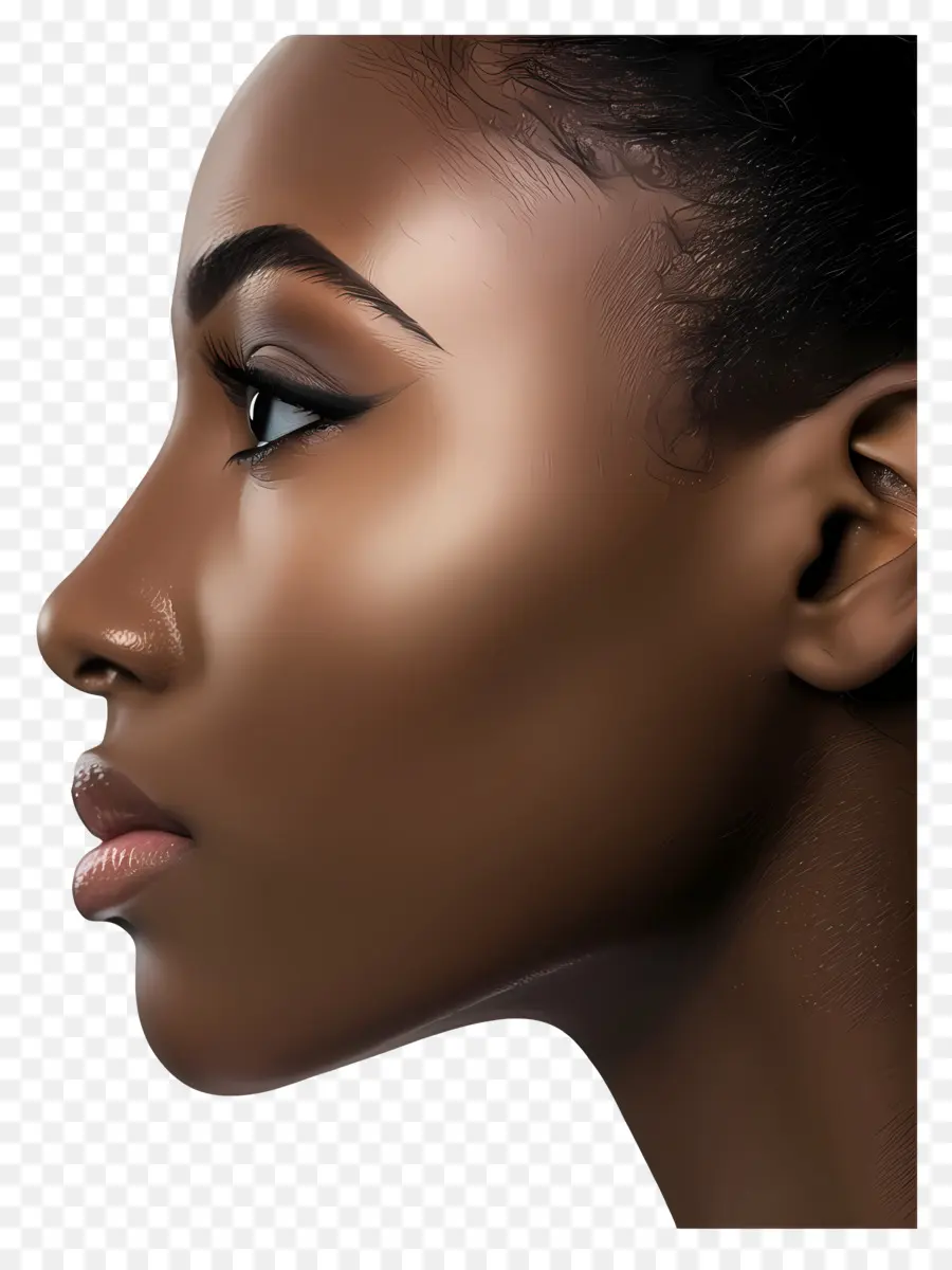 Donna nera viso donna nera bellezza naturale sopracciglia spesse forma ovale - Donna nera con caratteristiche forti e capelli lunghi