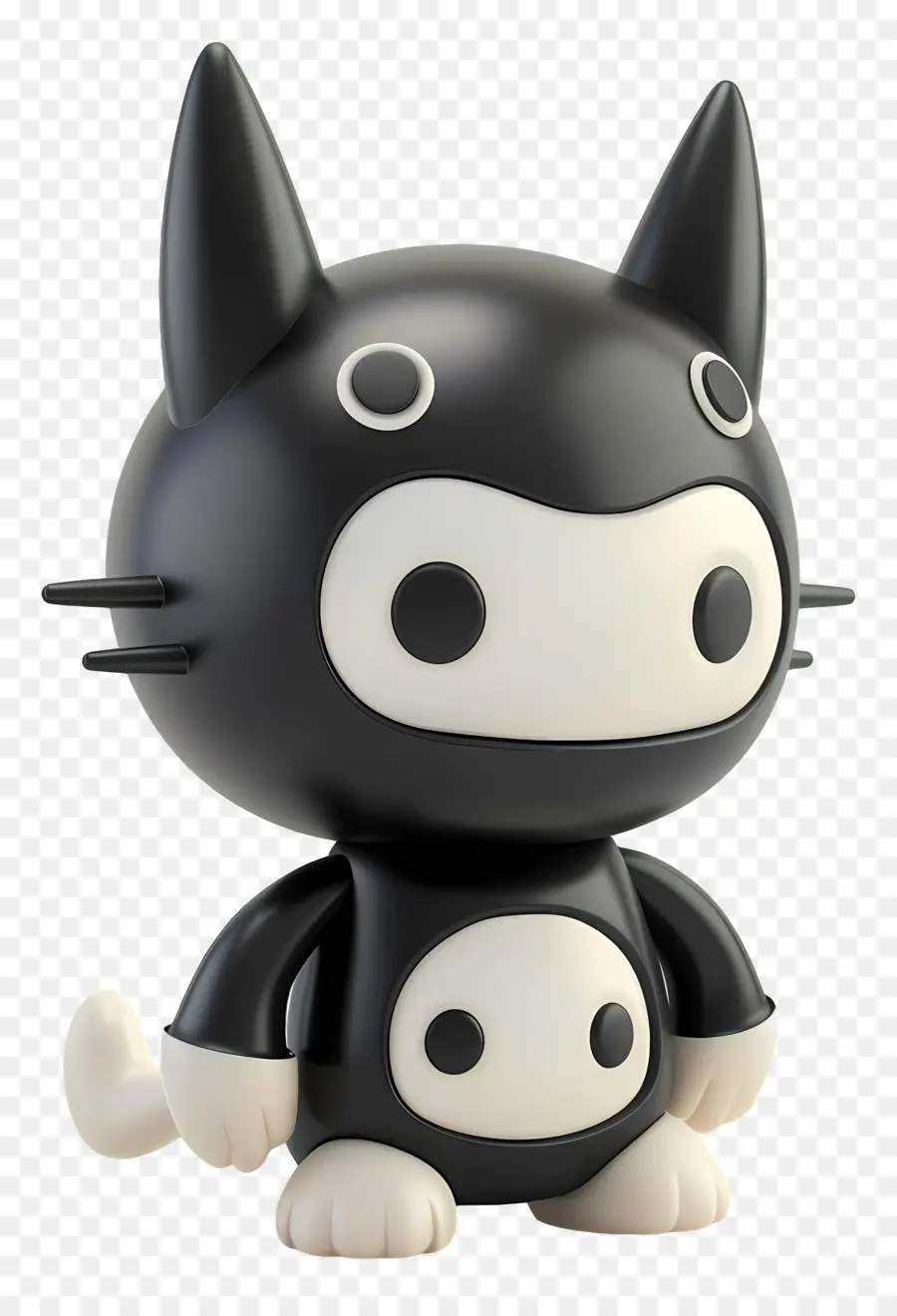 Kuromi schwarze Katze süße lustige Funnaturen auf Hinterbeinen - Schwarze Katze stehend auf zwei Beinen.