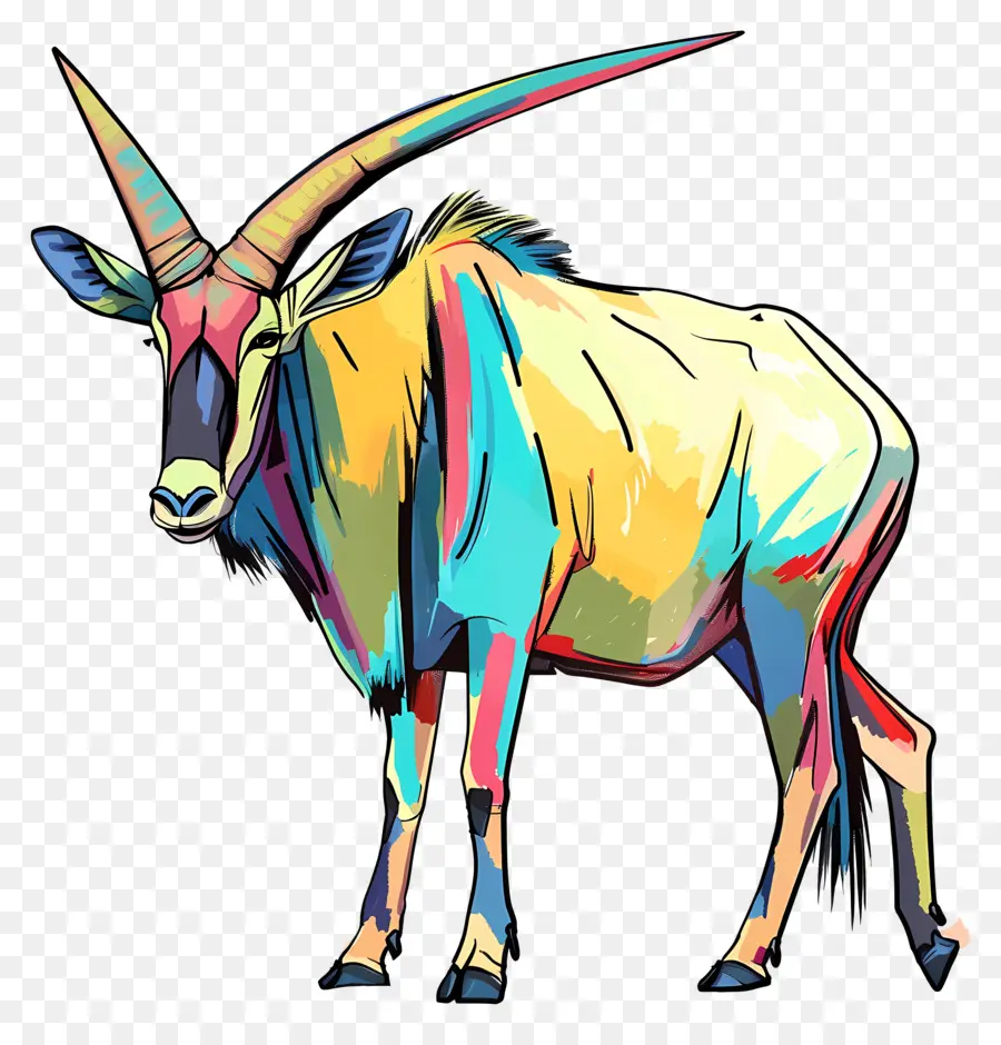 oryx abstrakte Kunst Tierkunst Buntes Malhörnertier - Farbenfrohe abstrakte Darstellung von Hörntier