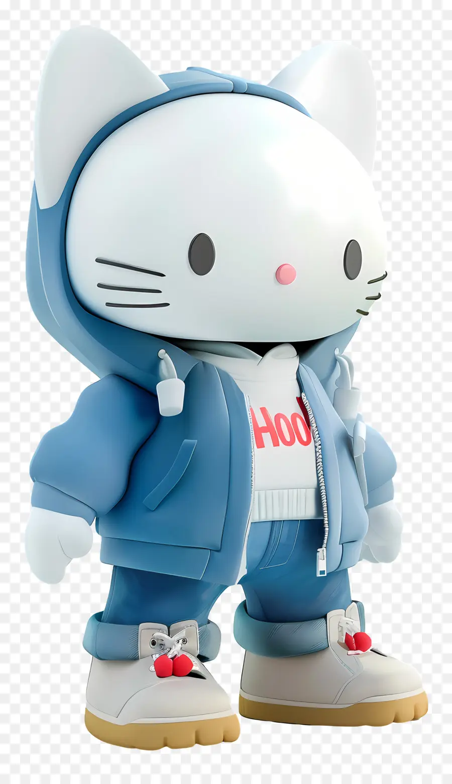 Hello Kitty - Hello Kitty trong chiếc áo hoodie màu xanh tạo dáng hạnh phúc