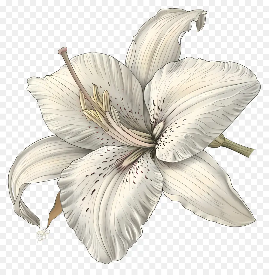 Stargazer Blume Lilie Blütenblätter spiralisch - Weiße Lilie mit Spiralblättern auf Schwarz