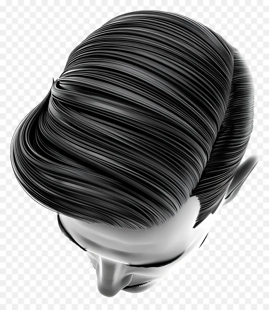 Kamm über Mid Fade Haircut 3D Rendering Man gerade Haare langes Haar - 3D Render Man mit langen schwarzen Haaren