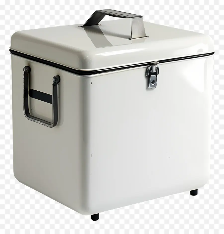 Kühler tragbarer Eisbox -Kühler Metall Weiß - Weißer Metallkühler auf Rädern mit Riegel