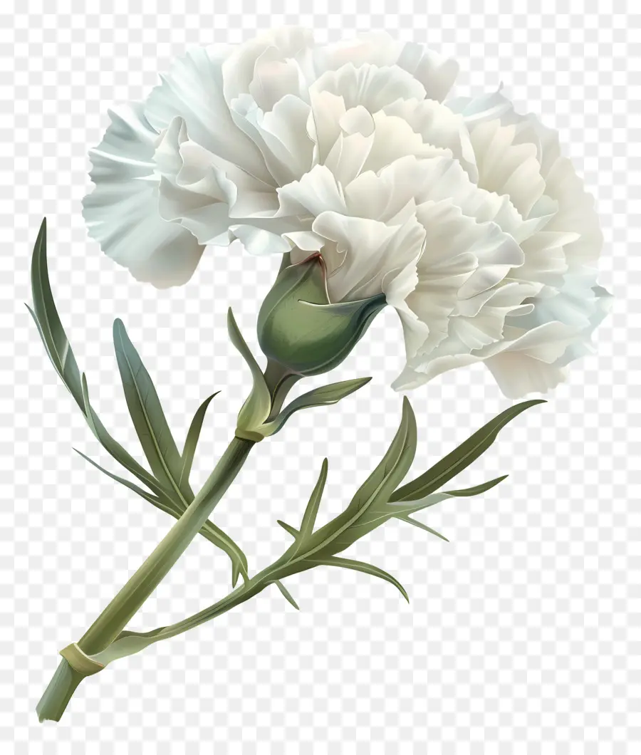 foglie di fiori di fiori bianchi di garofano bianco - Carnazione bianca con petali chiusi e polline
