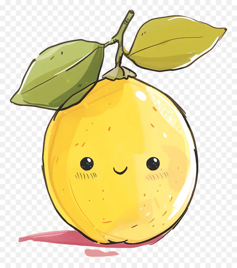 Lemon Smiling Face Lá xanh dễ thương - Lemon cười với lá xanh trên đầu