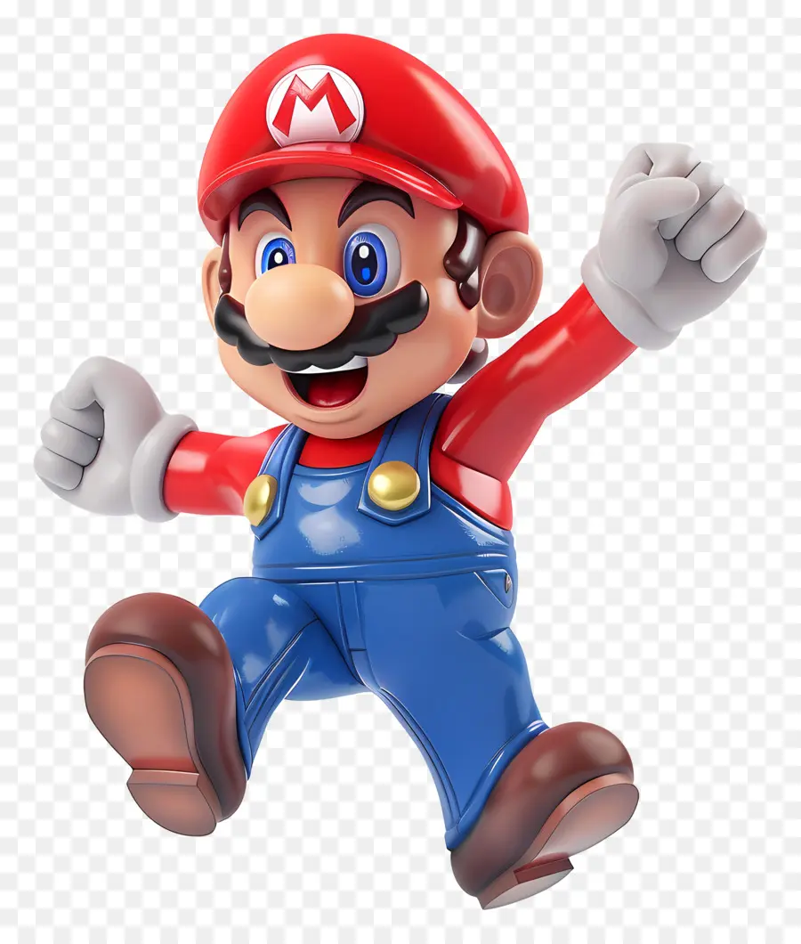 Springen Sie Mario Video Game Movie Charakter Overalls - Mann in roten und blauen Overalls läuft