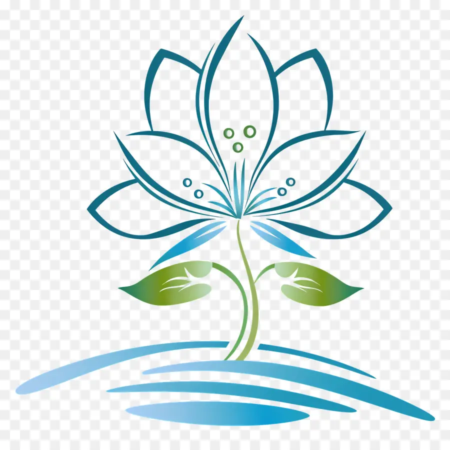 Wasserblume Blue Lotus Blume weiße Blütenblätter grüne Blätter - Blauer Lotus mit grünen Blättern auf Schwarz