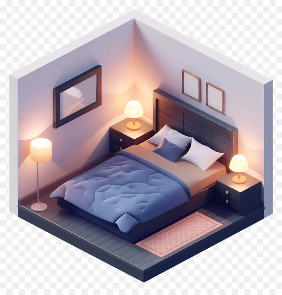 phòng ngủ phòng ngủ tối ngủ giường ngủ - Phòng ngủ ấm cúng, tối giản với bố cục đối xứng