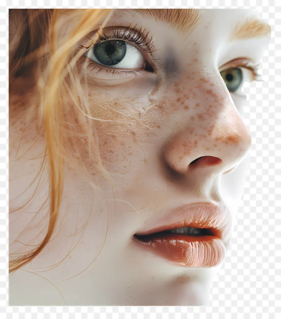 Frau Gesicht - Junge Frau mit roten Haaren nachdenkte