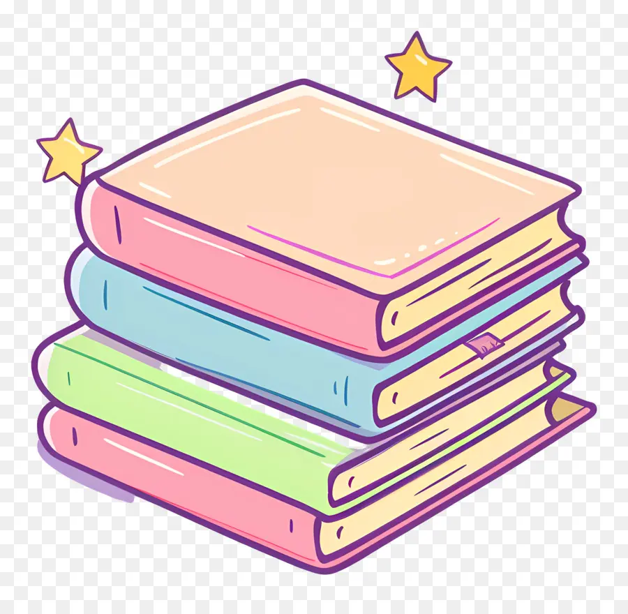 sách sách sao màu xanh hồng - Chồng đầy màu sắc của những cuốn sách với các vì sao