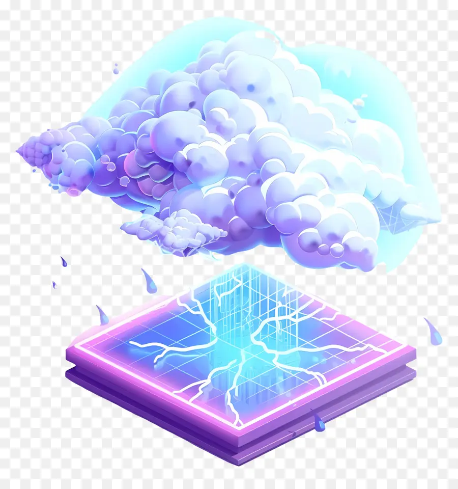 Blitz - 3D -Wolke mit Blitzschrauben im Raum