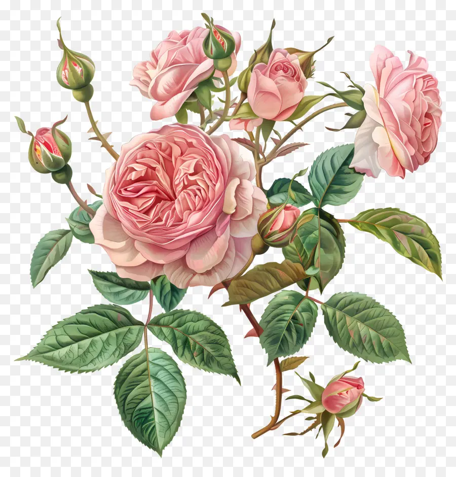 rosa Rosen - Elegantes Gemälde von rosa Rosen auf schwarzem Hintergrund