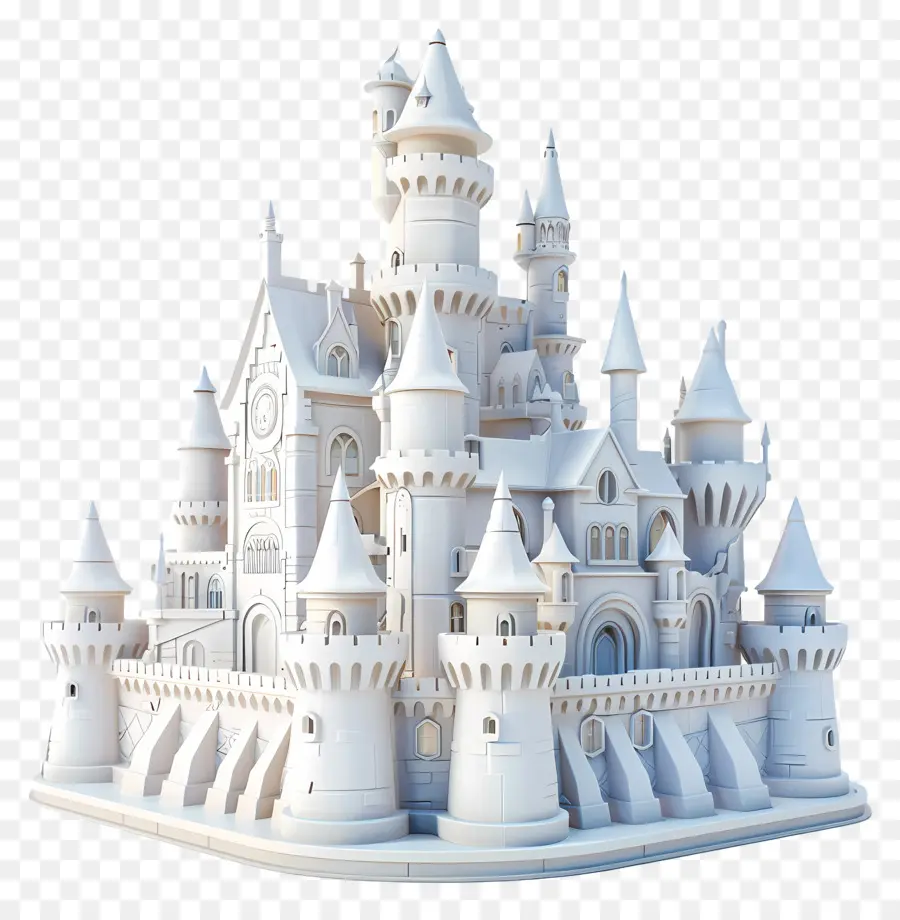 Castello bianco Castello bianco Modello 3D Torri appuntiti Archways - Modello 3D di castello bianco con torri