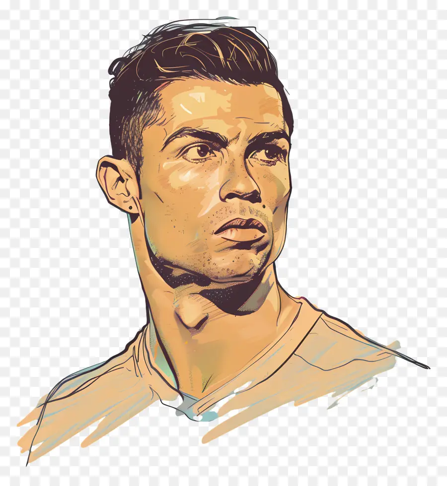 Cristiano Ronaldo - Uomo serio con occhi chiusi e barba